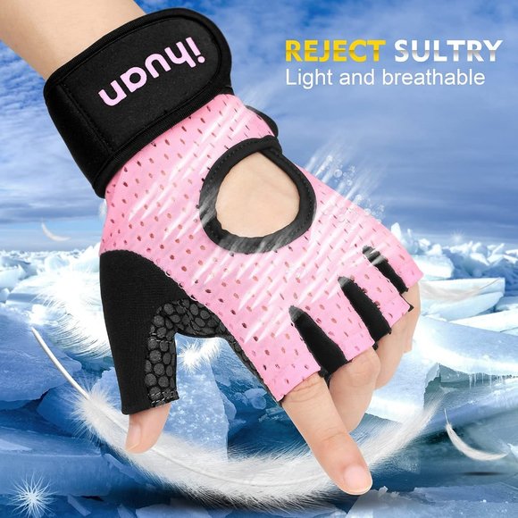 Workout Gloves for Women: Fingerless Workout Gym Gloves Wrist Support - Picture 3 of 8